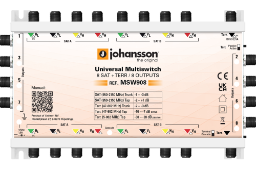REF.MSW908 LEGACY MULTISWITCH / 9 INPUTS 8 OUTPUTS / STANDALONE/CASCADABLE / ACTIVE/PASSIVE TERR