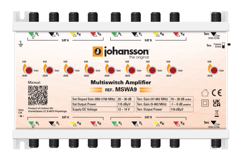 REF.MSWA9 MULTISWITCH AMPLIFIER / 9 INPUTS 9 OUTPUTS / 30 DB ADJUSTABLE GAIN